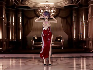 Raiden Mei Bald Yon Apron Dance Hentai Honkai Nimble force Mmd 3D Red Apron (CLIP)