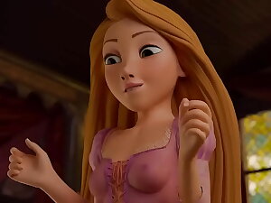Rapunzel sees bushwa plus tries footjob [Animation]